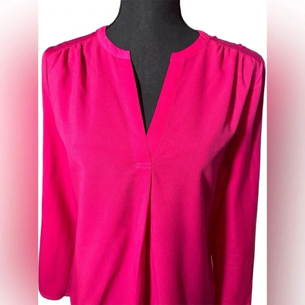 French Connection Hot Pink V-Neck Pullover Blouse Medium Y2K 90s